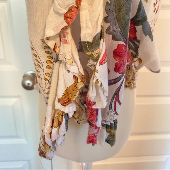 Tropical Print boat neck frill top - Picture 3 of 4